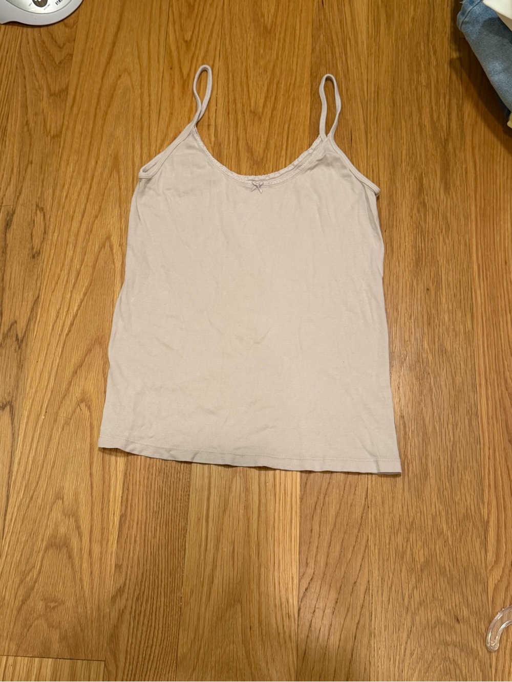 Brandy Melville Cream Spaghetti Strap Cami with Bow